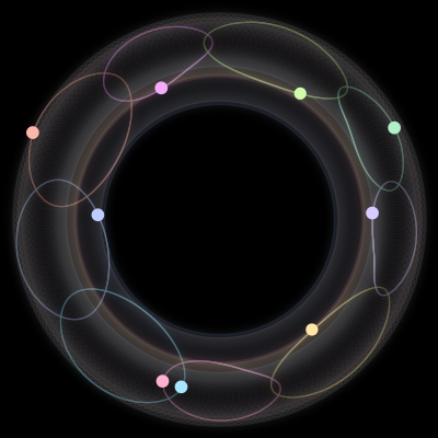 Paths of #529_9, a 9-body orbit